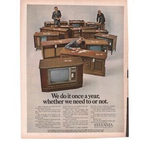 Sylvania Television Advertisement Vintage 1969 Console TV Electronics Furniture